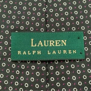 Lauren Ralph Lauren Tie Men's 100%‎ Silk USA Made Geo Multi Dots on Black 4.00"